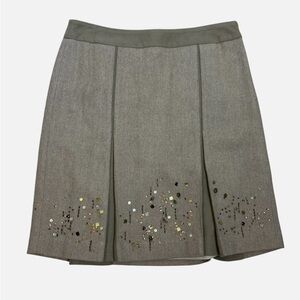 NEW Pleated Wool Blend Skirt Beaded Sequins 10P Academia Preppy Office MSRP$69